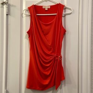 Michael Michael Kors Asymmetrical Sleeveless Blouse with Gold Buckle